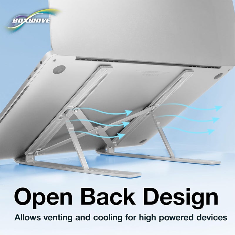 BoxWave Stand and Mount Compatible with Lenovo Yoga Book 9i - Compact QuickSwitch Stand, Portable Multi Angle Viewing Foldable Riser - Metallic Silver - Image 4